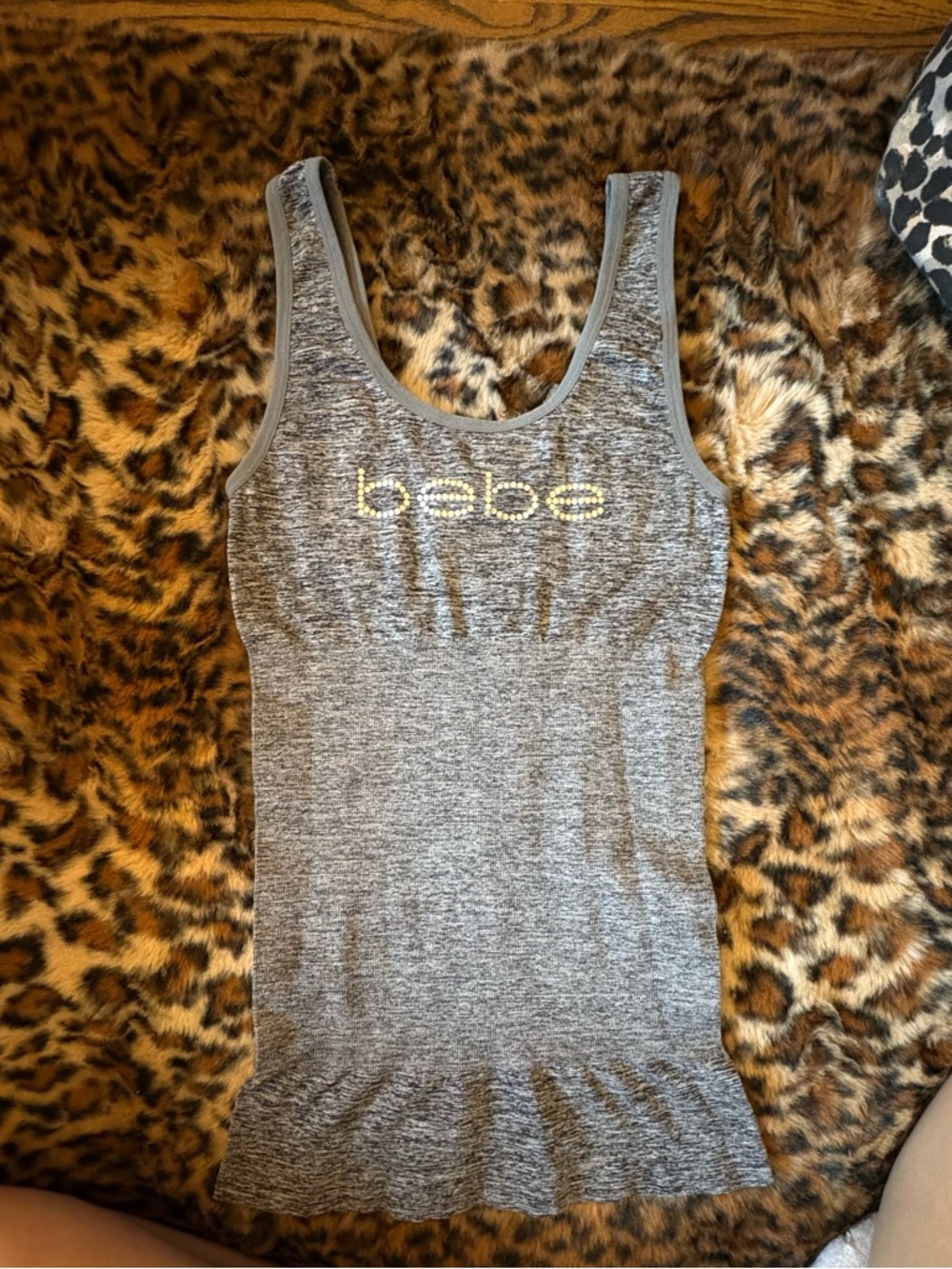 bebe Heather Gray Logo Tank